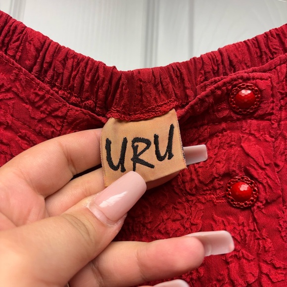 URU Red Textured Silk Opera Pants – Size 2 (Fits 8–14) - Picture 4 of 9
